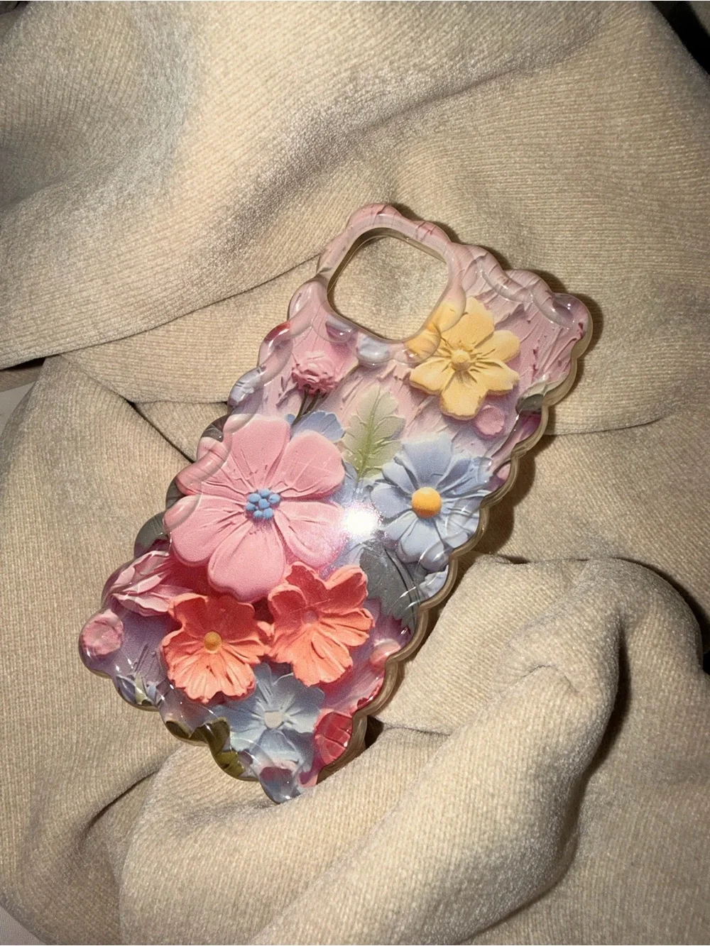 SHEIN Pink Lavender Yellow 3D Floral Phone Case